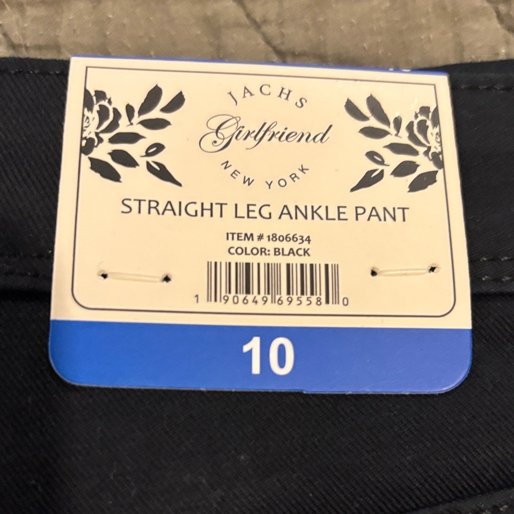 NEW Jachs New York Black Straight Leg Girlfriend Women’s Ankle Pant size 10 - Picture 2 of 6